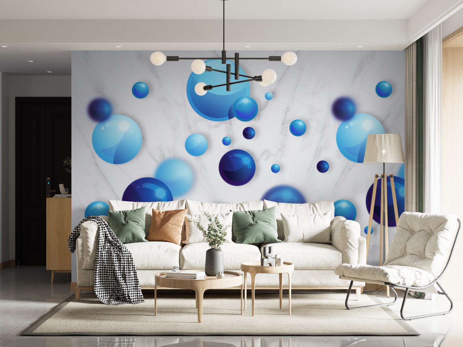 Papier peint ampoules bleues et bleues claires glissantes