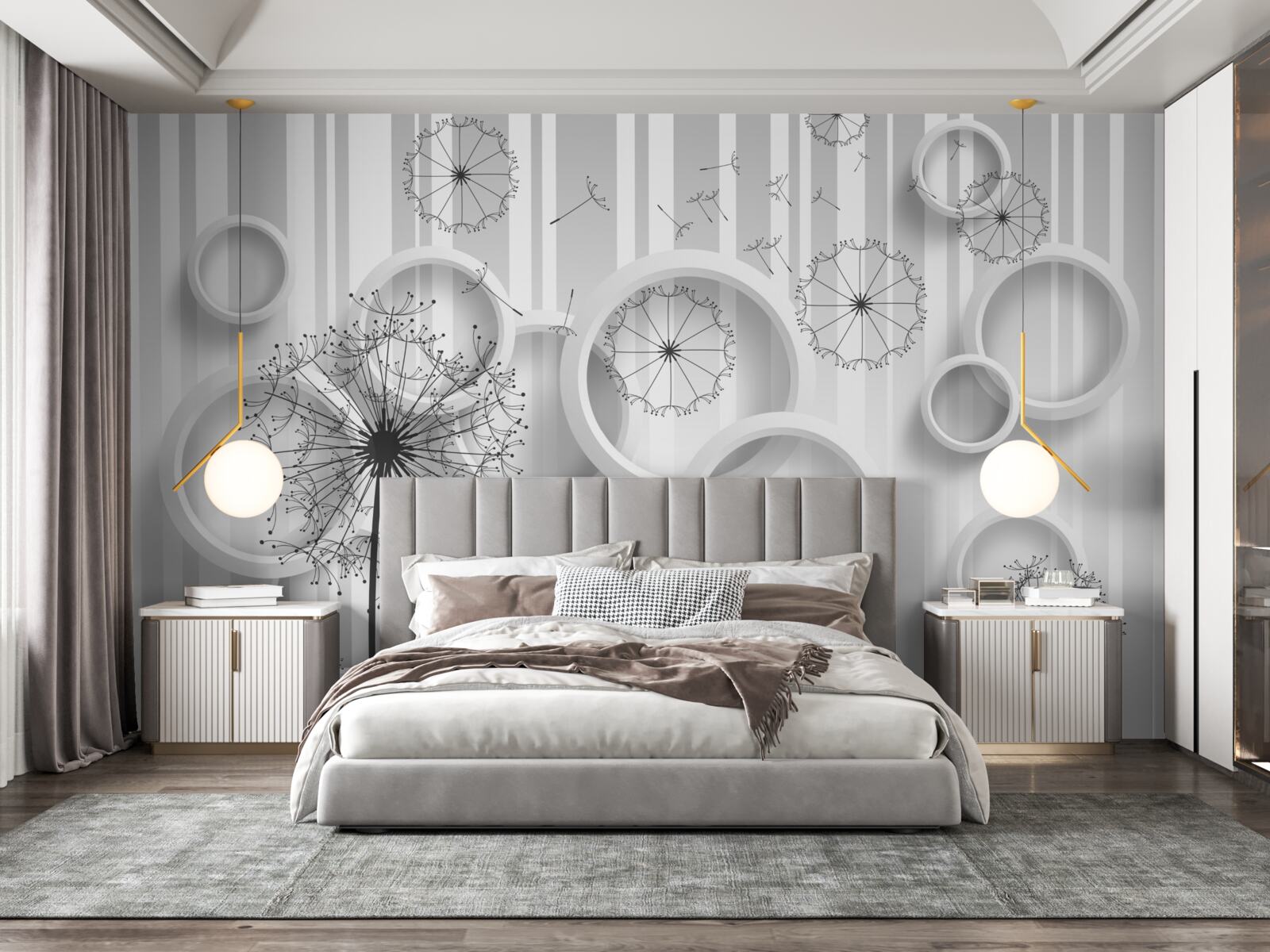 Papier peint zones blanches et mille-pattes sur un fond qui s'estompe