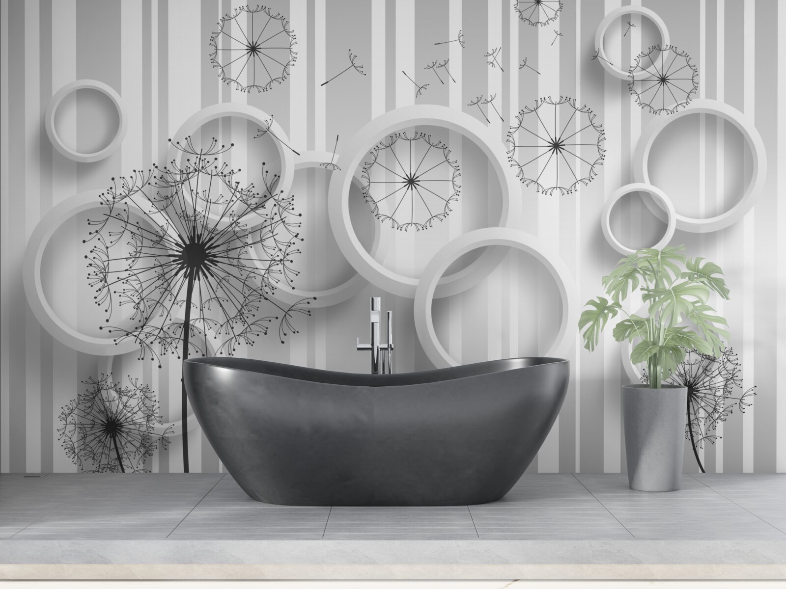 Papier peint zones blanches et mille-pattes sur un fond qui s'estompe