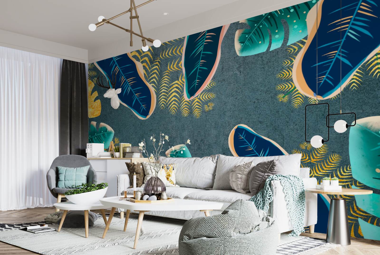 Papier peint plumes sombres dessinées de manière non conventionnelle