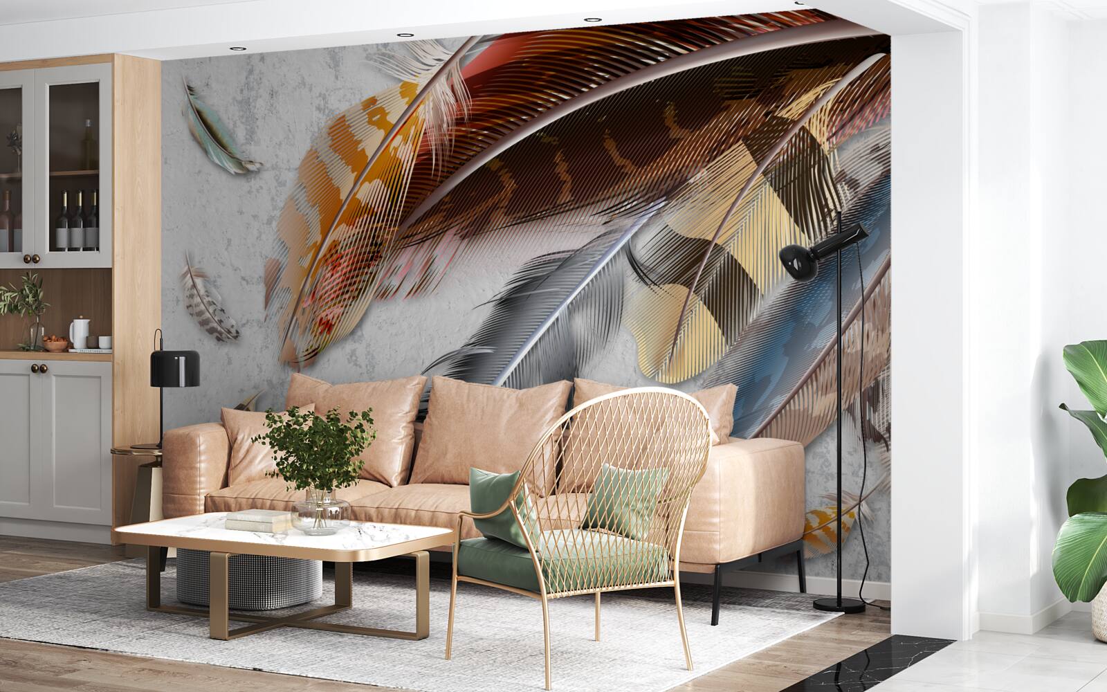 Papier peint plumes de différentes espèces d'oiseaux