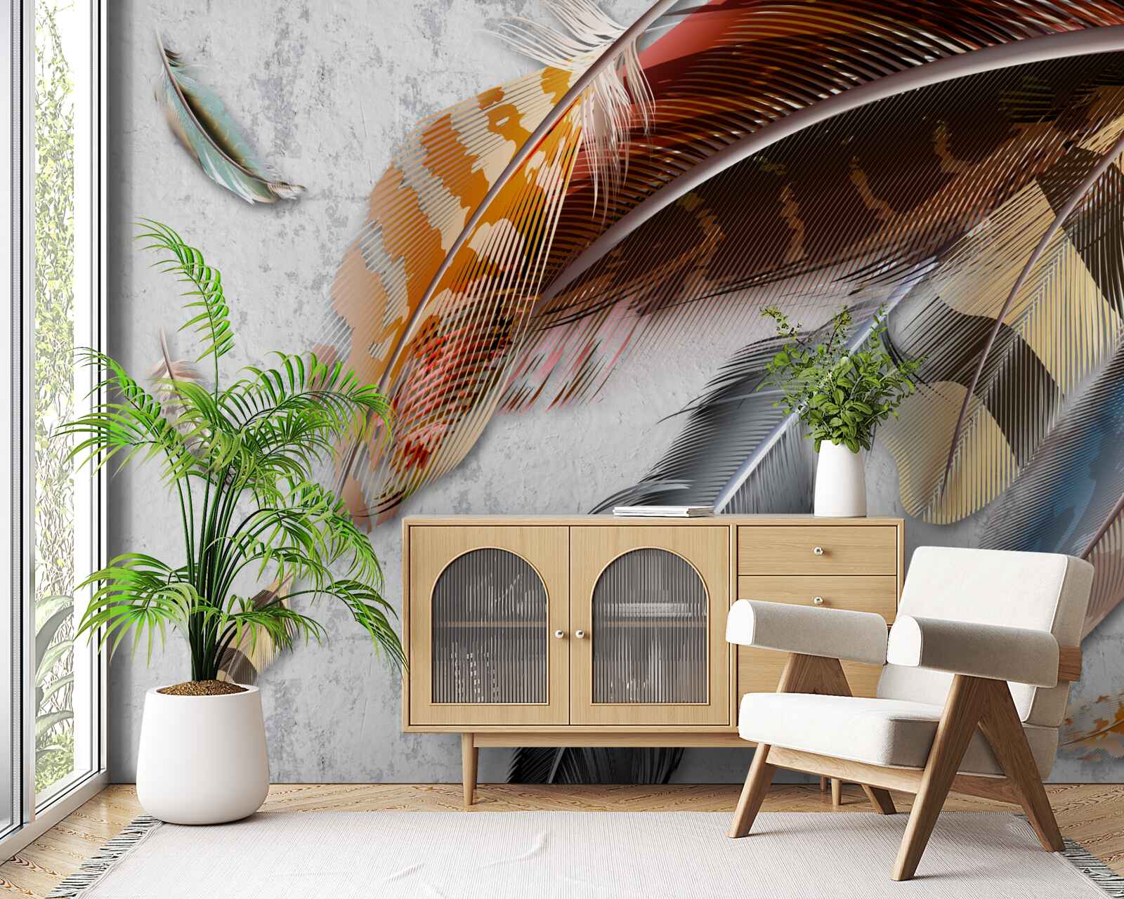 Papier peint plumes de différentes espèces d'oiseaux