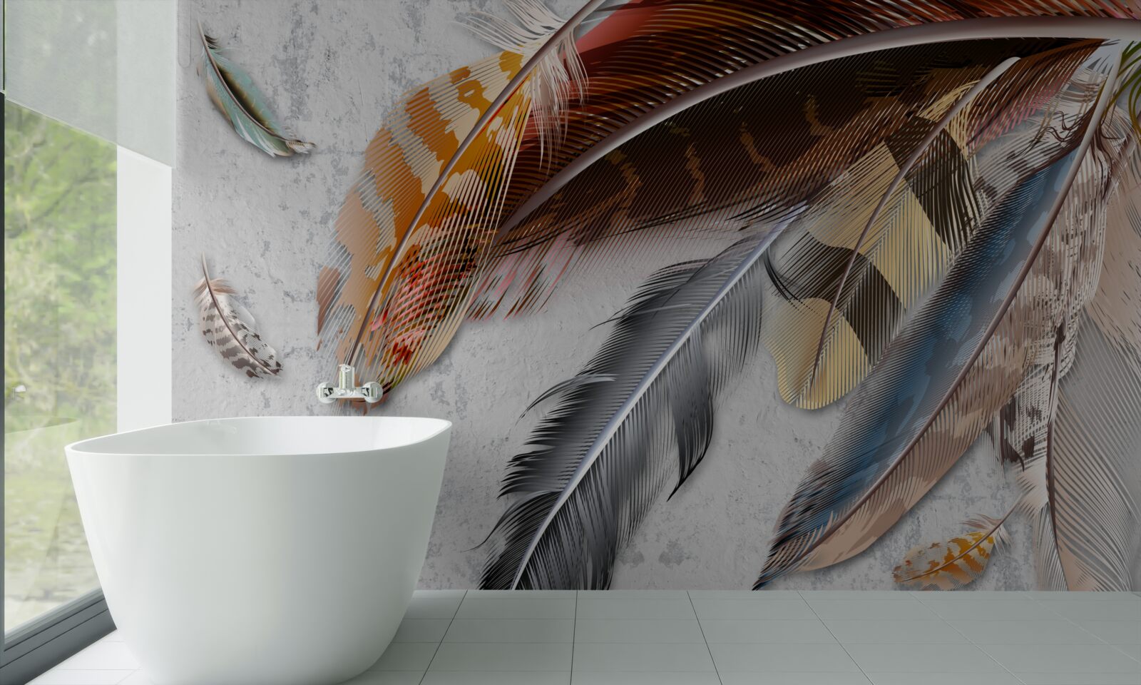 Papier peint plumes de différentes espèces d'oiseaux