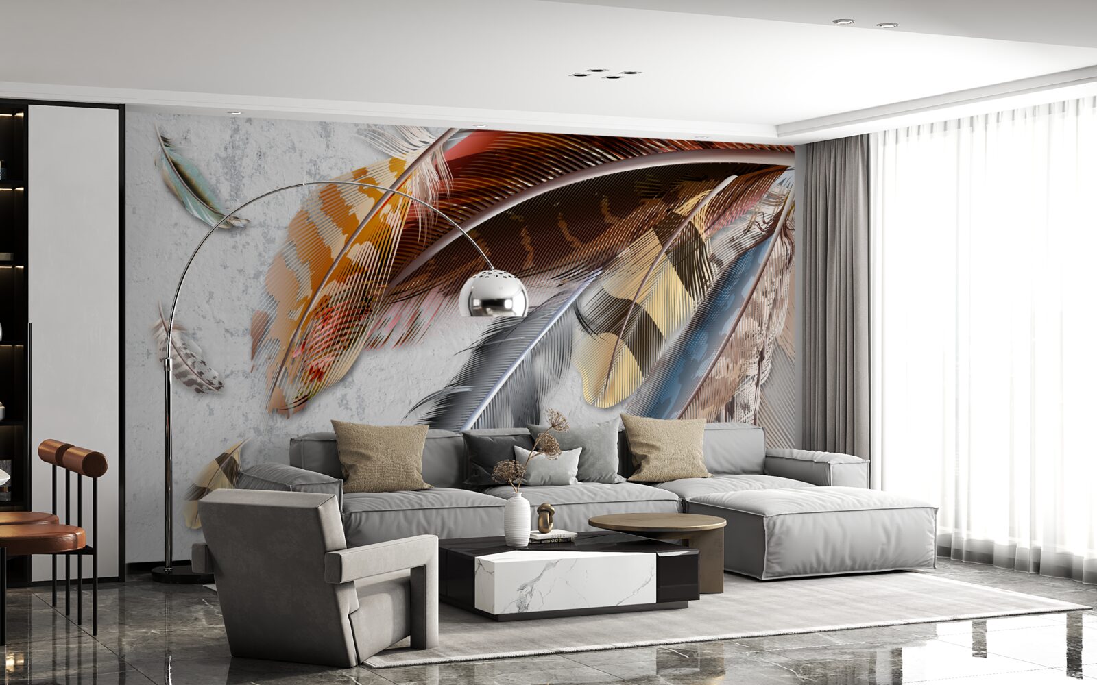 Papier peint plumes de différentes espèces d'oiseaux