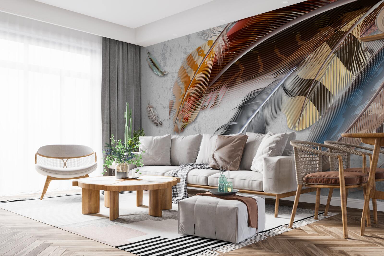 Papier peint plumes de différentes espèces d'oiseaux