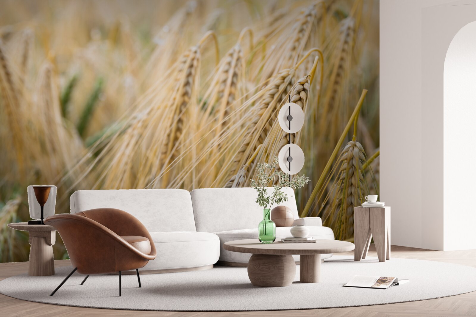 Papier peint champ d'épis de blé en cours de maturation