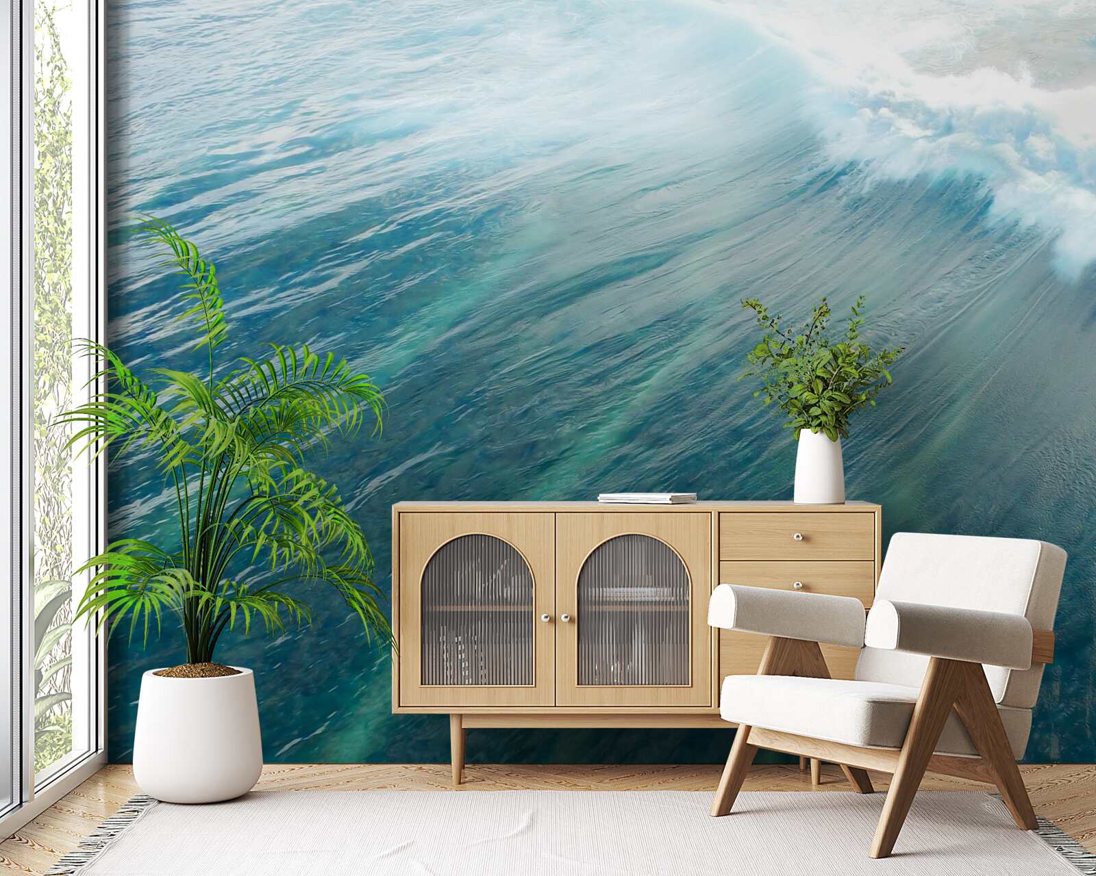 Papier peint surmonter les vagues de l'océan en surfant