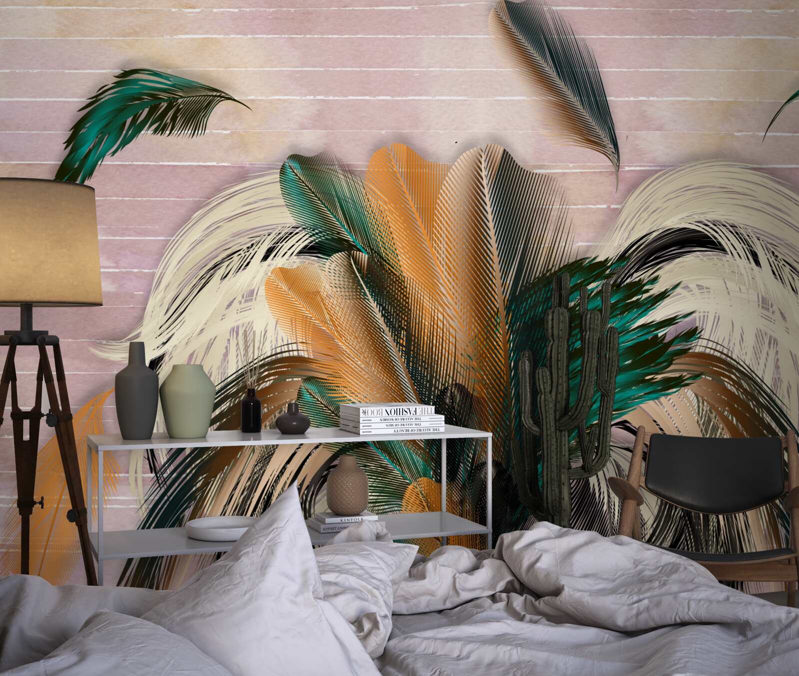 Papier peint collection de plumes dans un bouquet