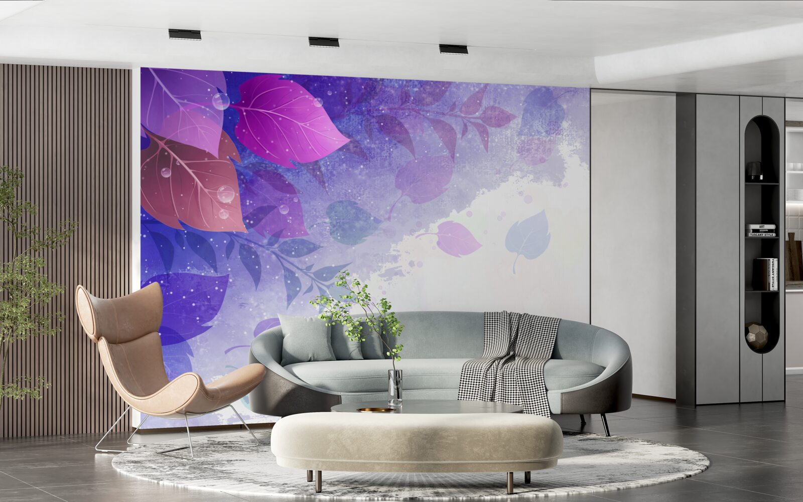 Papier peint feuilles d'automne violettes