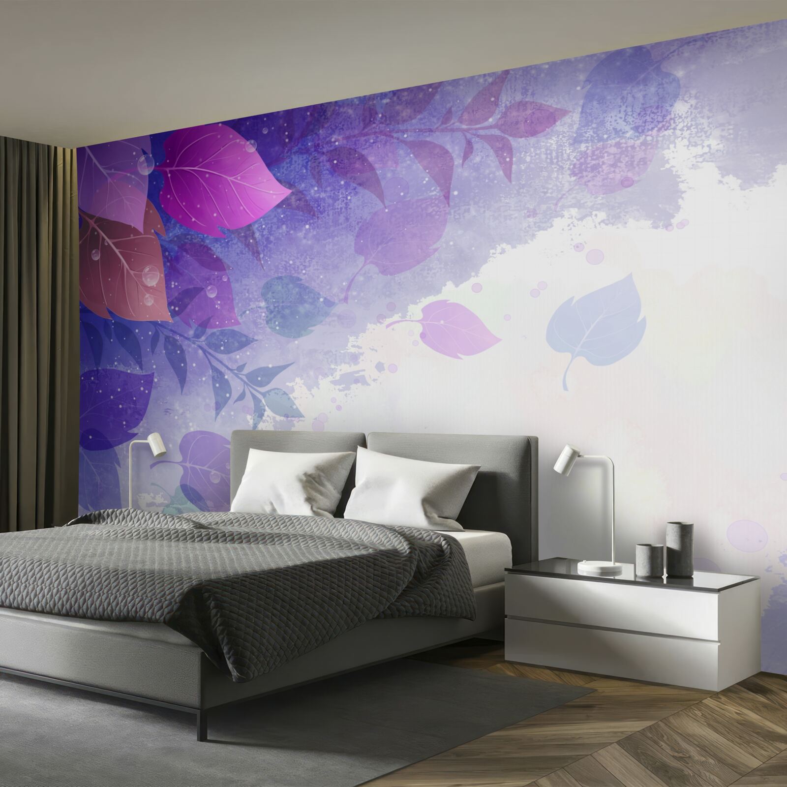 Papier peint feuilles d'automne violettes