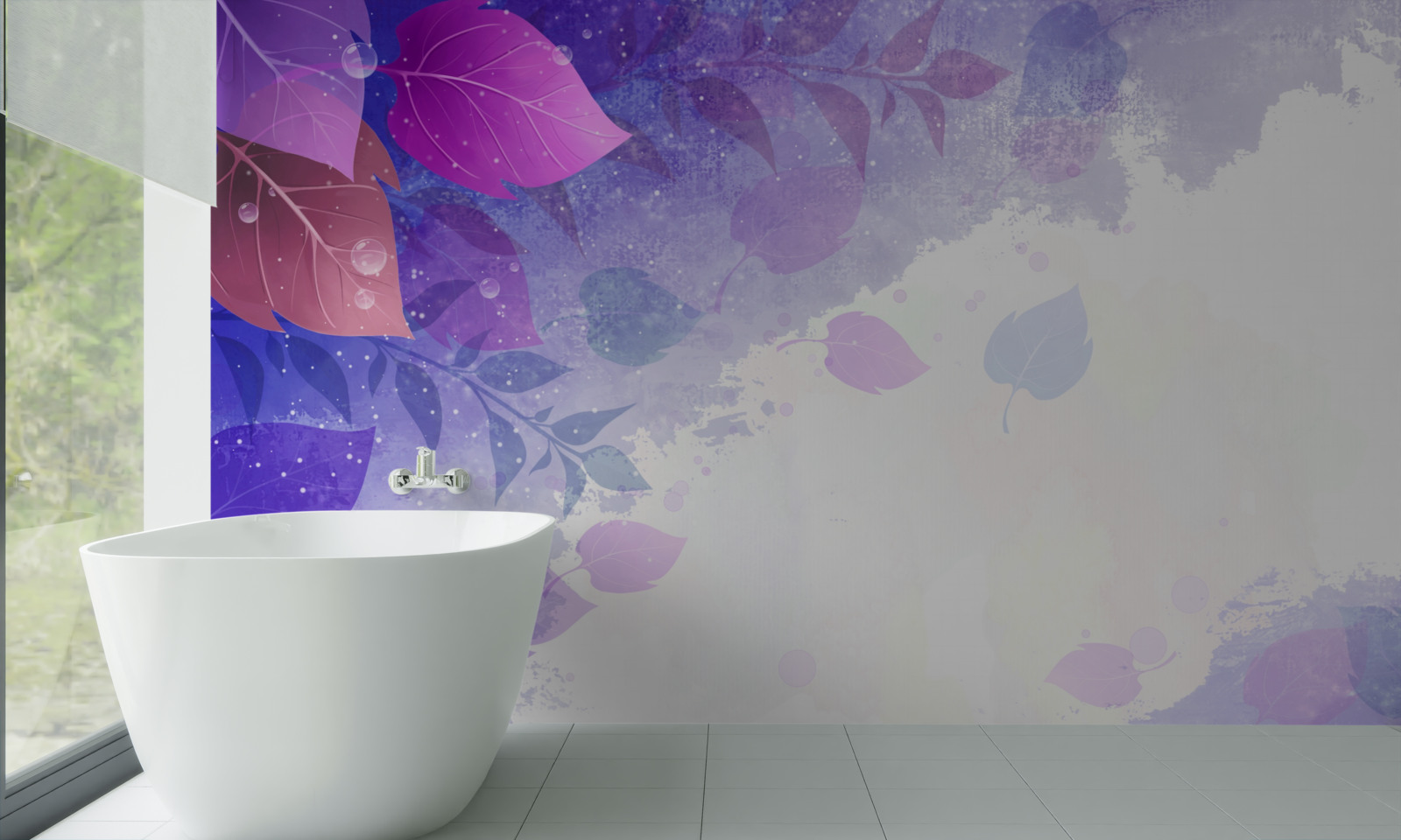 Papier peint feuilles d'automne violettes