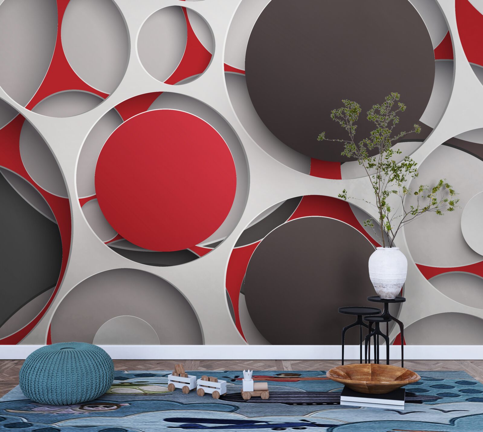 Papier peint filet avec roues colorées