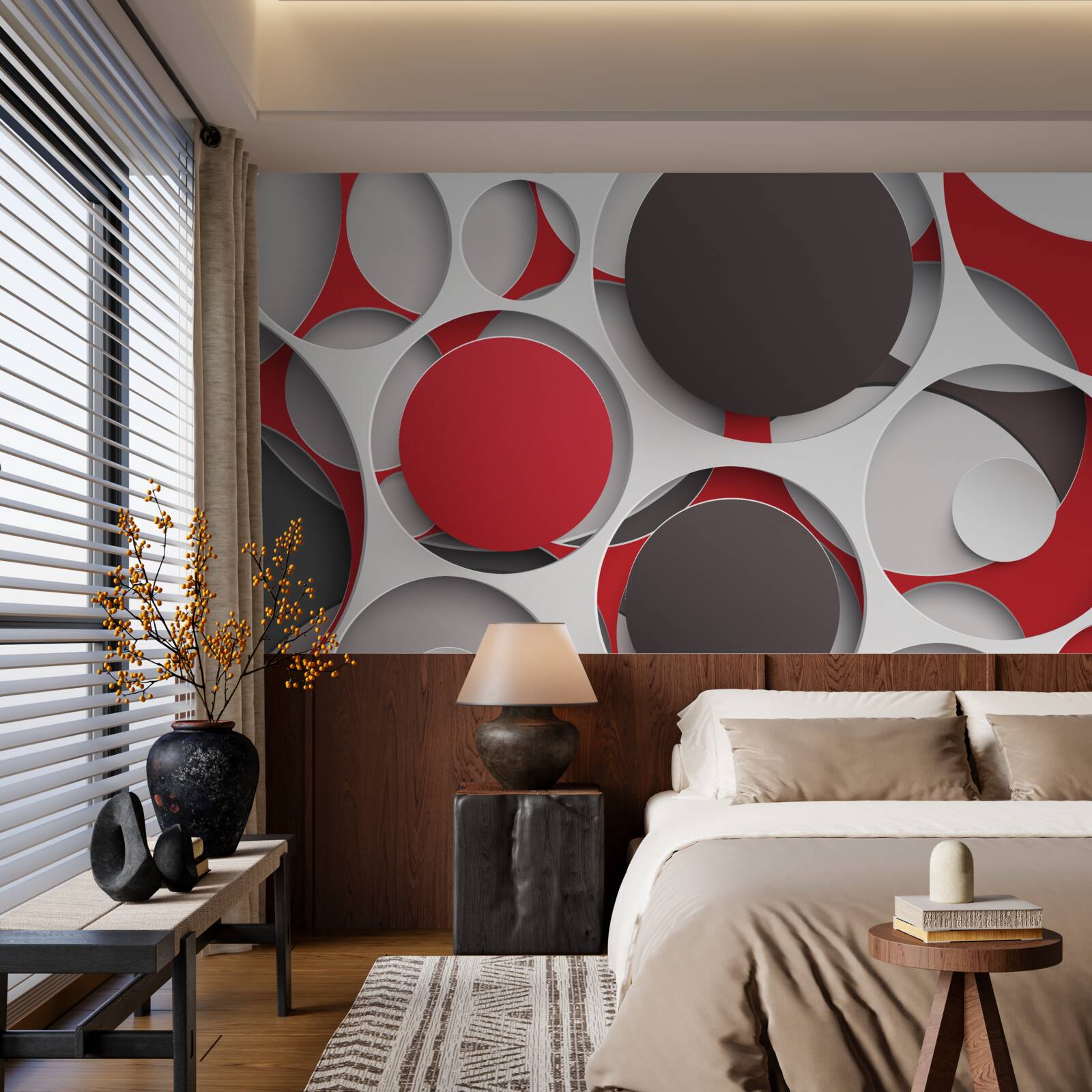 Papier peint filet avec roues colorées