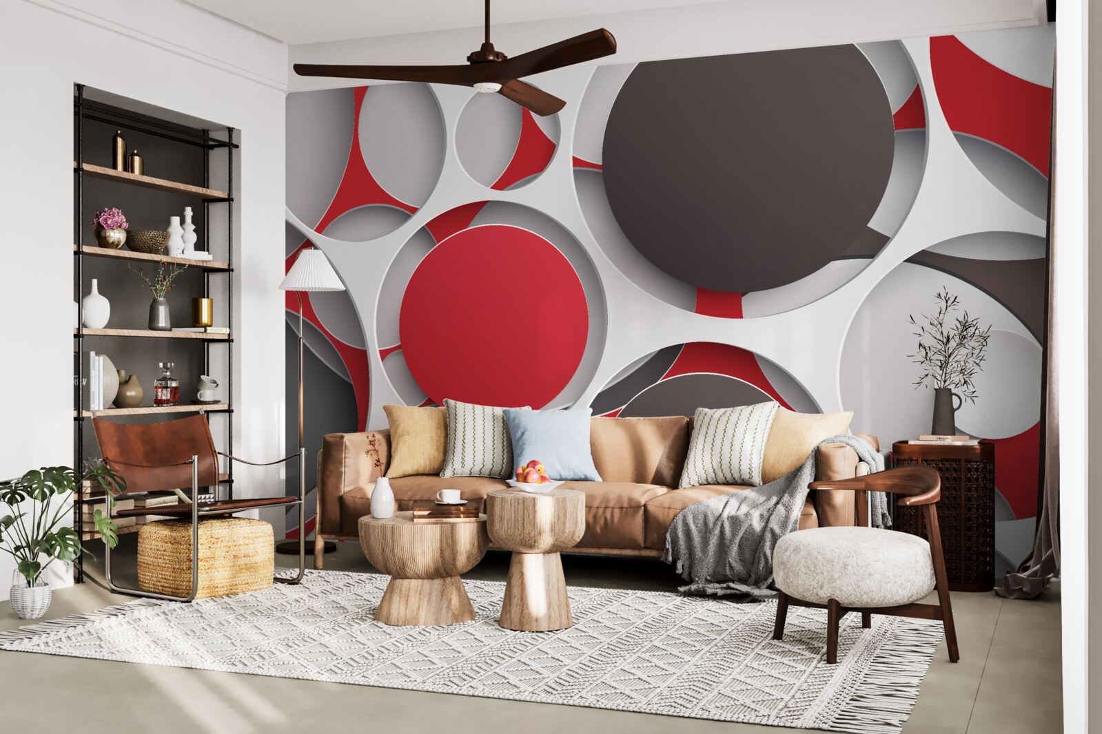 Papier peint filet avec roues colorées