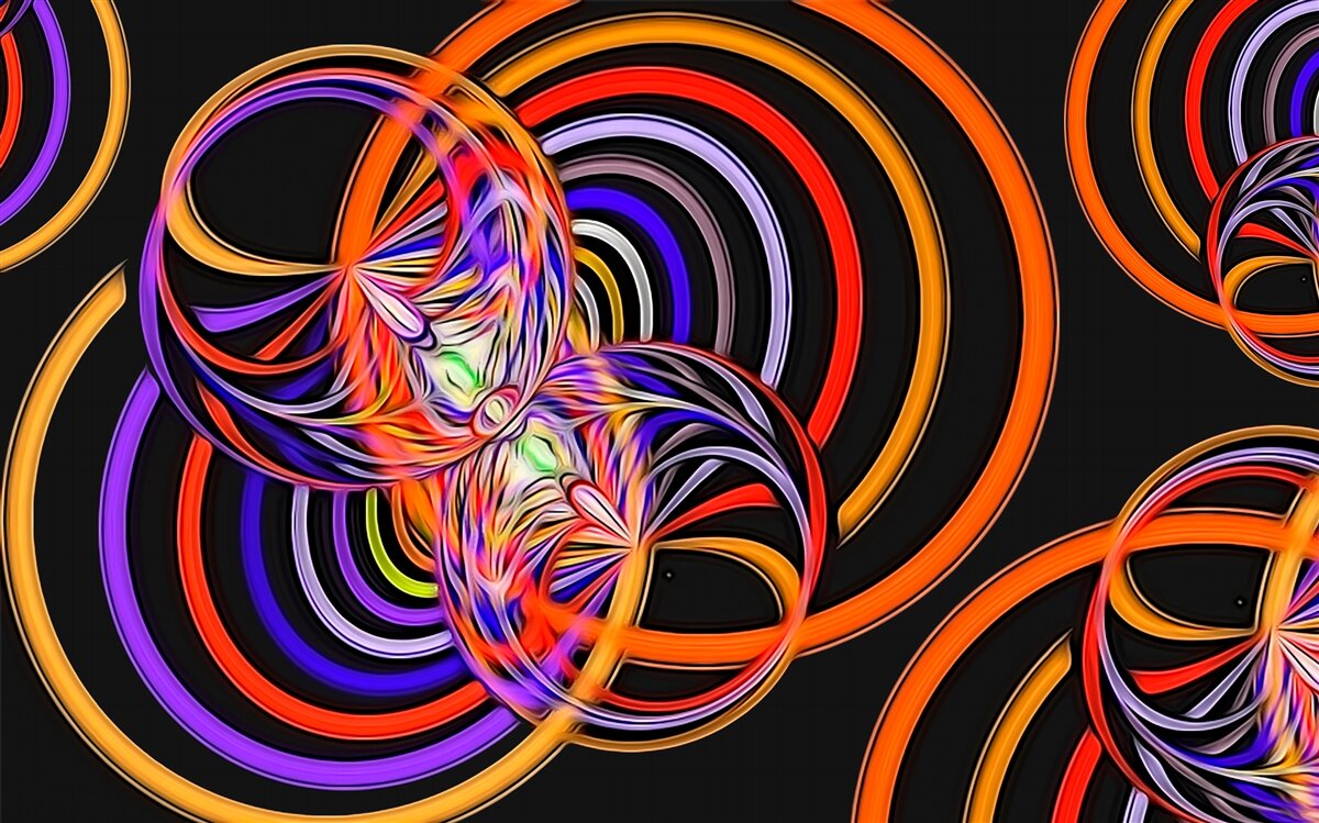 Papier peint anneaux remplis de bulles colorées