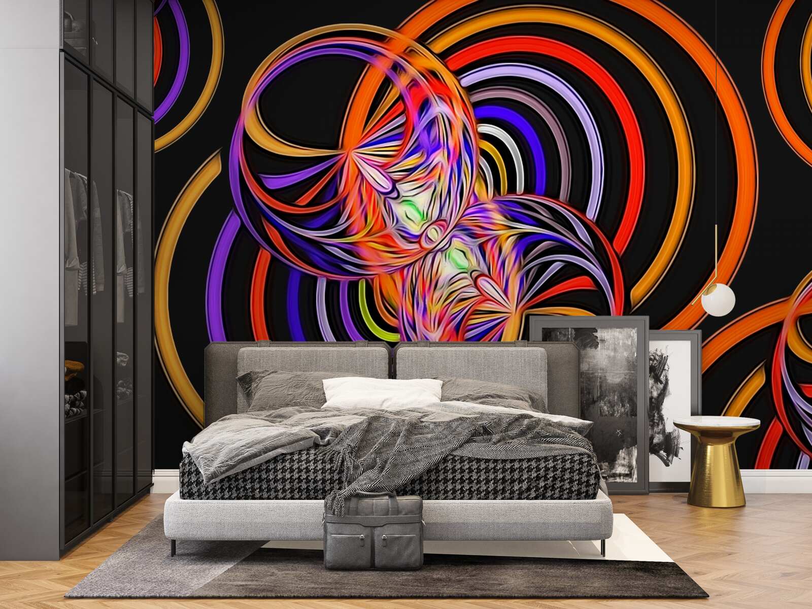 Papier peint anneaux remplis de bulles colorées