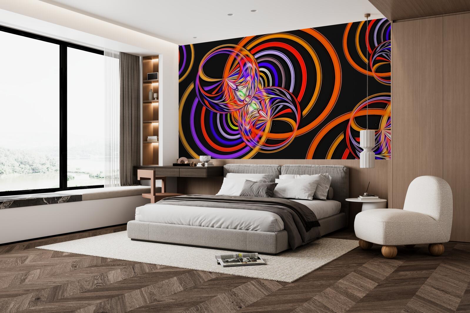 Papier peint anneaux remplis de bulles colorées