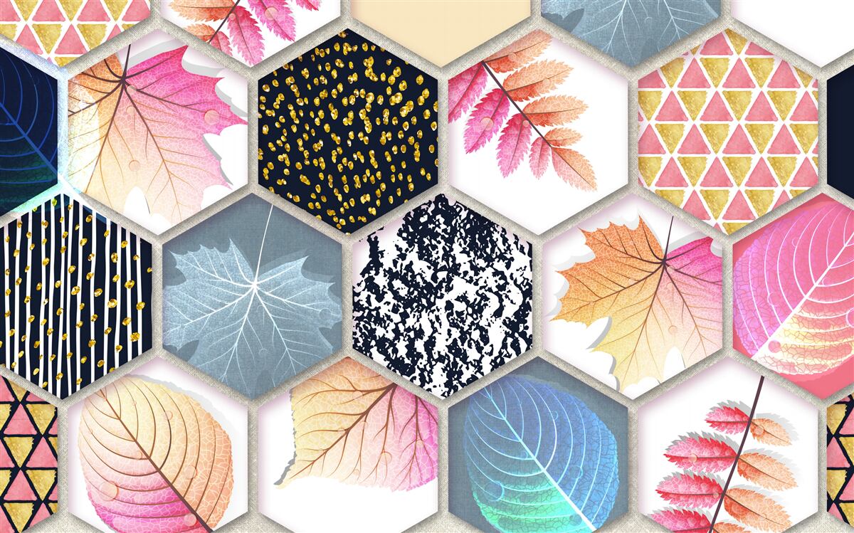 Papier peint mosaïque de feuilles d'automne