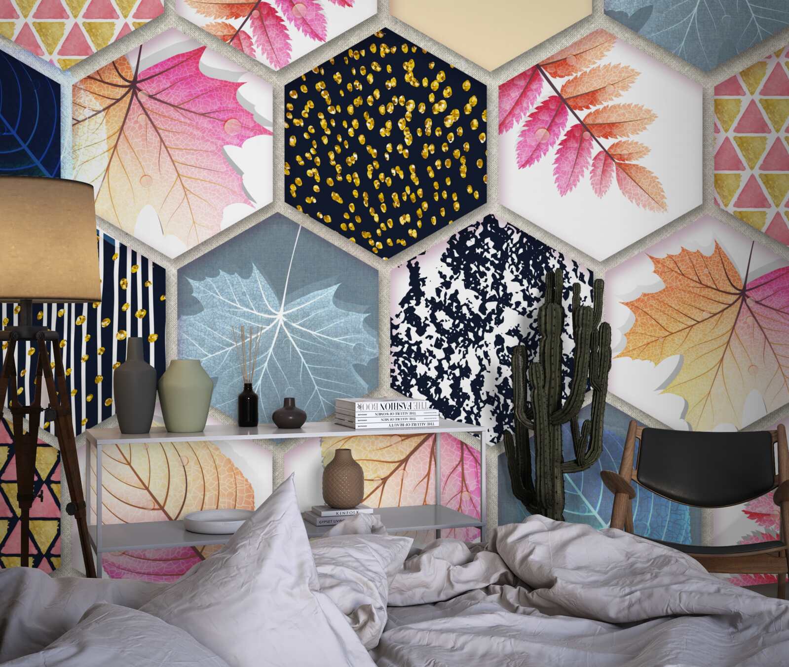 Papier peint mosaïque de feuilles d'automne