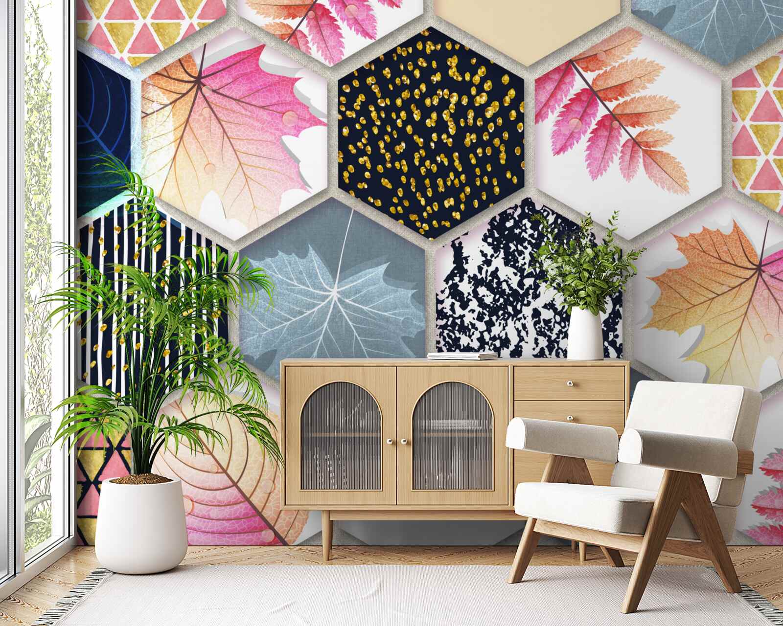 Papier peint mosaïque de feuilles d'automne