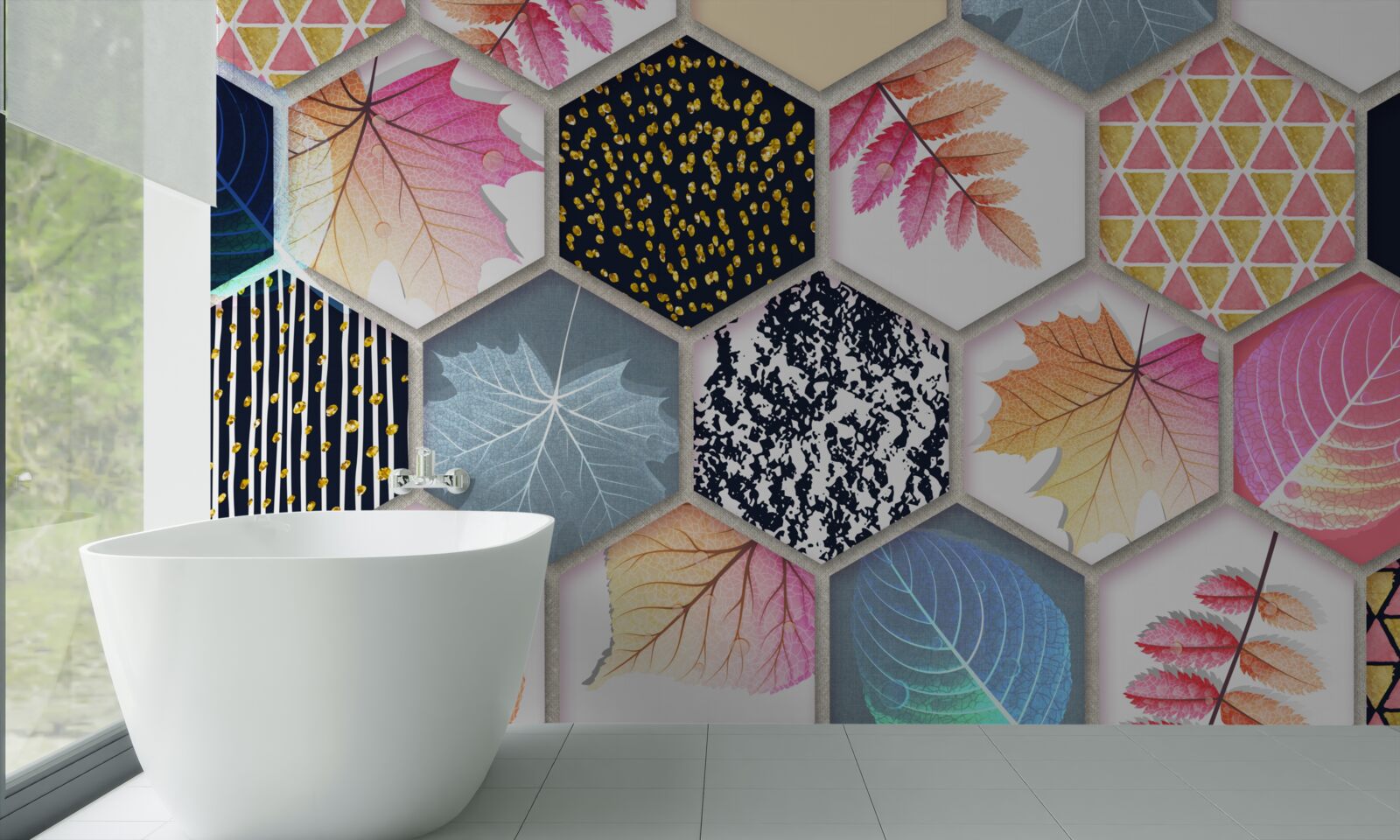 Papier peint mosaïque de feuilles d'automne