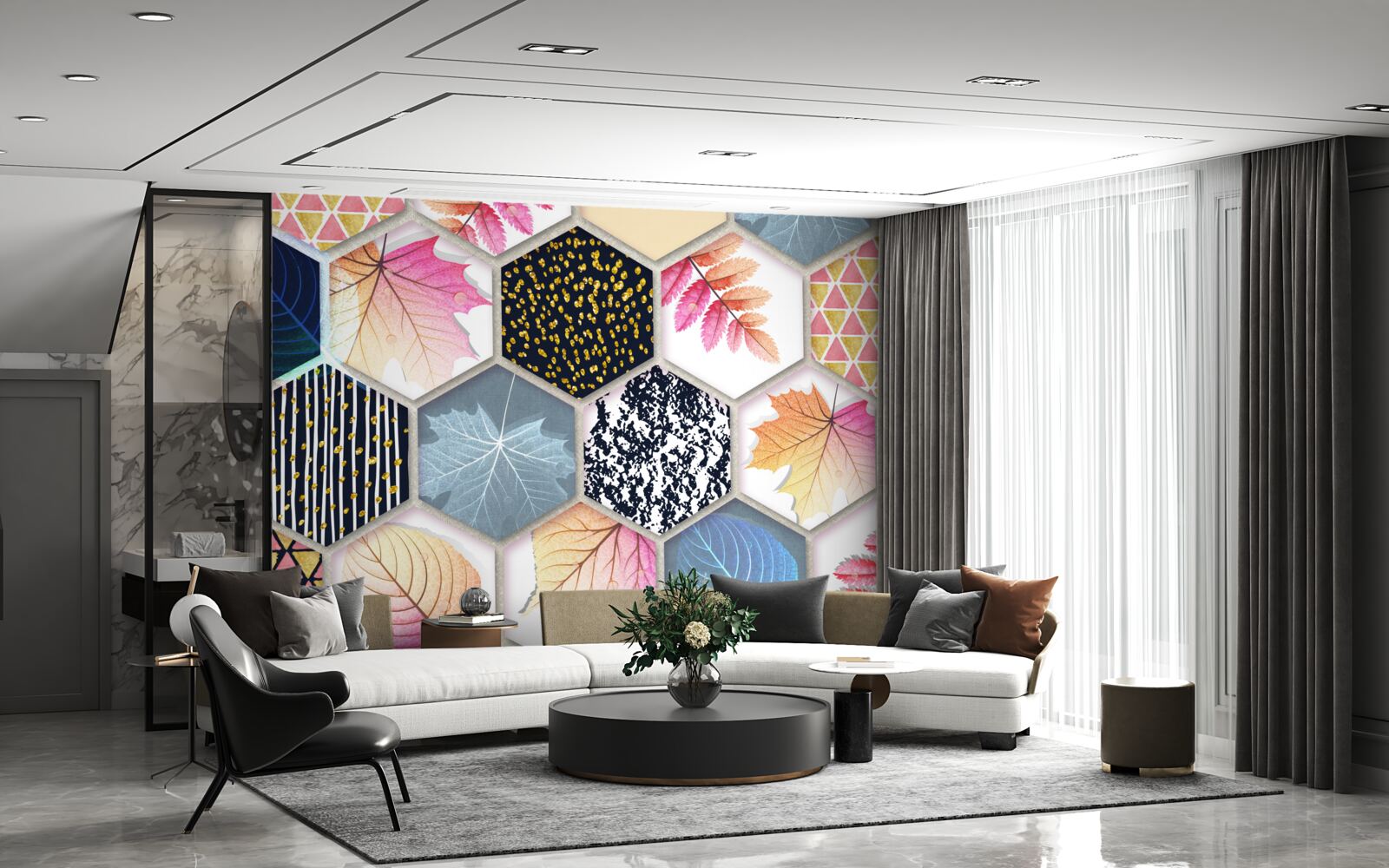 Papier peint mosaïque de feuilles d'automne