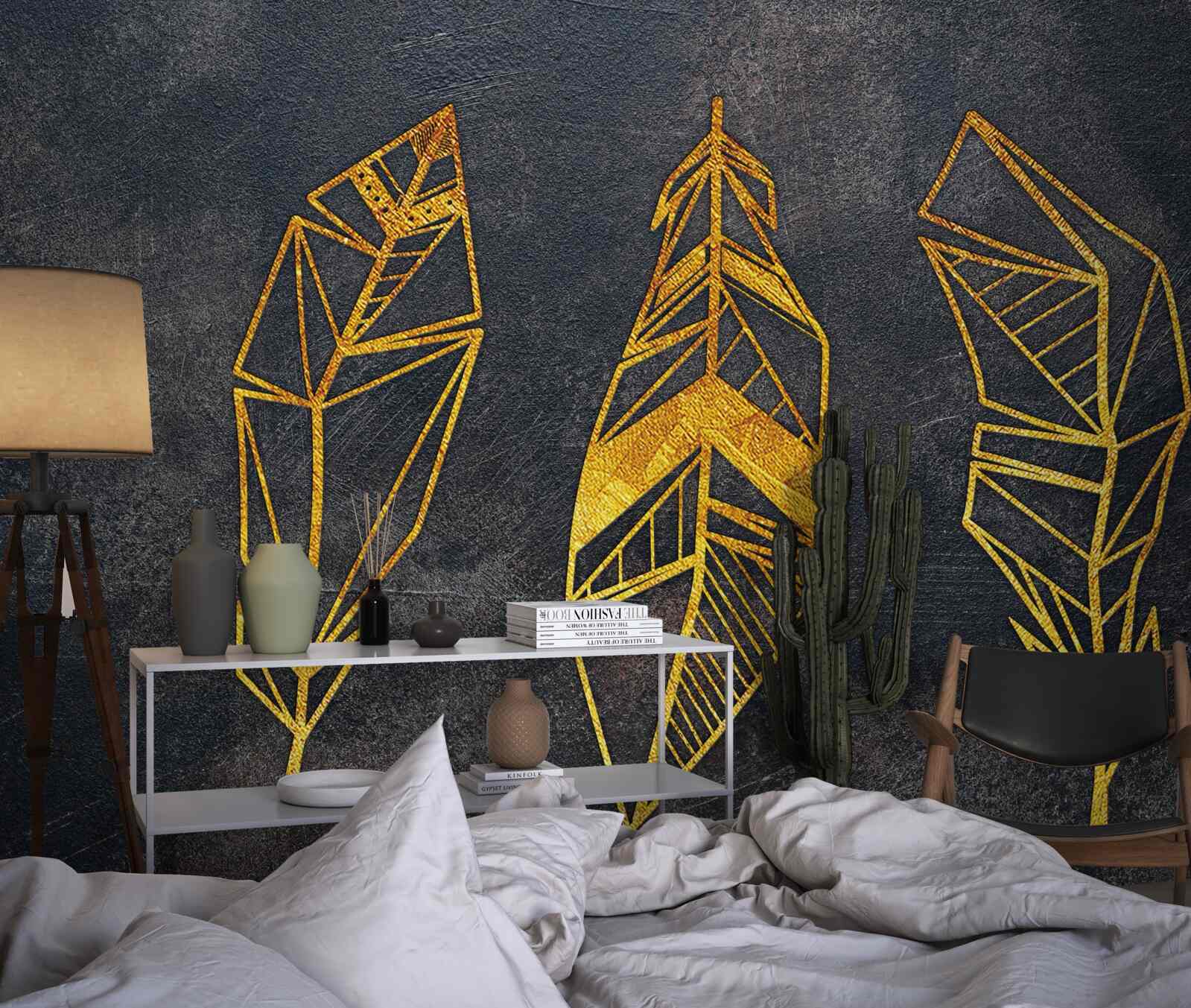 Papier peint structure géométrique complexe des feuilles