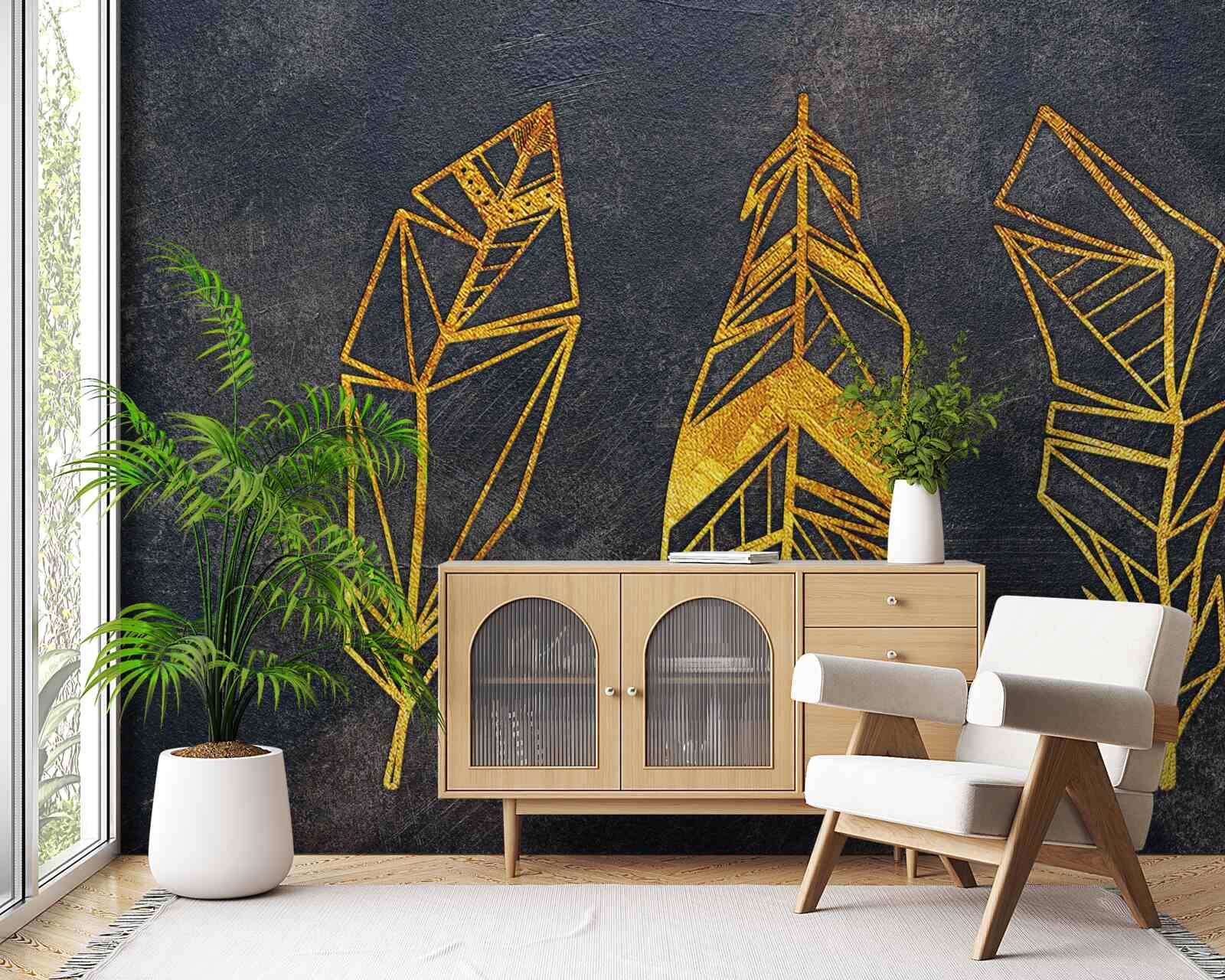 Papier peint structure géométrique complexe des feuilles