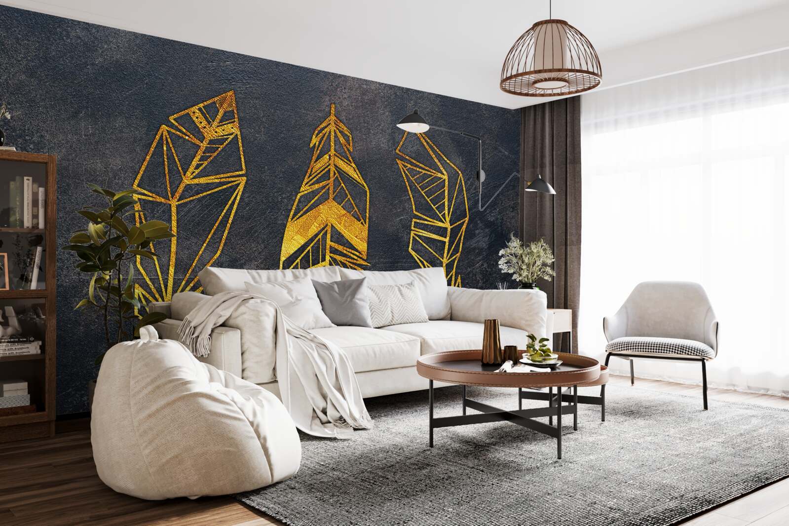 Papier peint structure géométrique complexe des feuilles