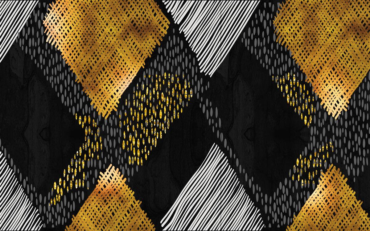 Papier peint pics montagneux, noir et or