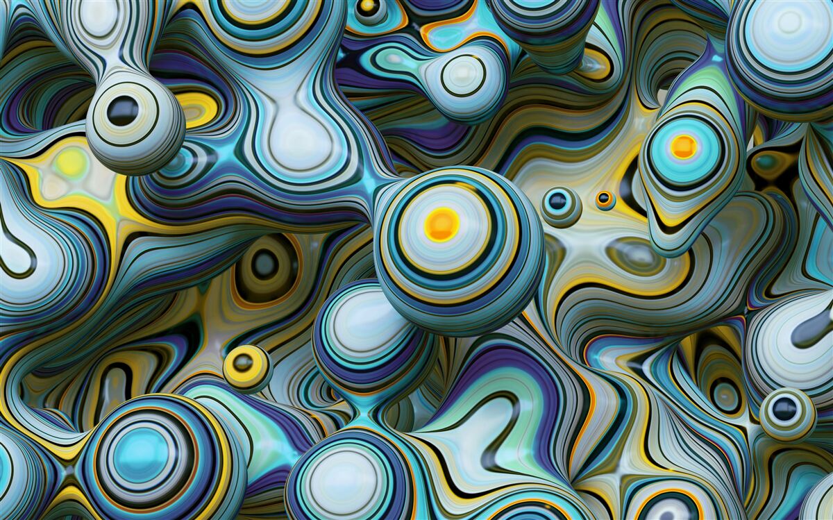 Papier peint images abstraites de boules et de rayons lumineux