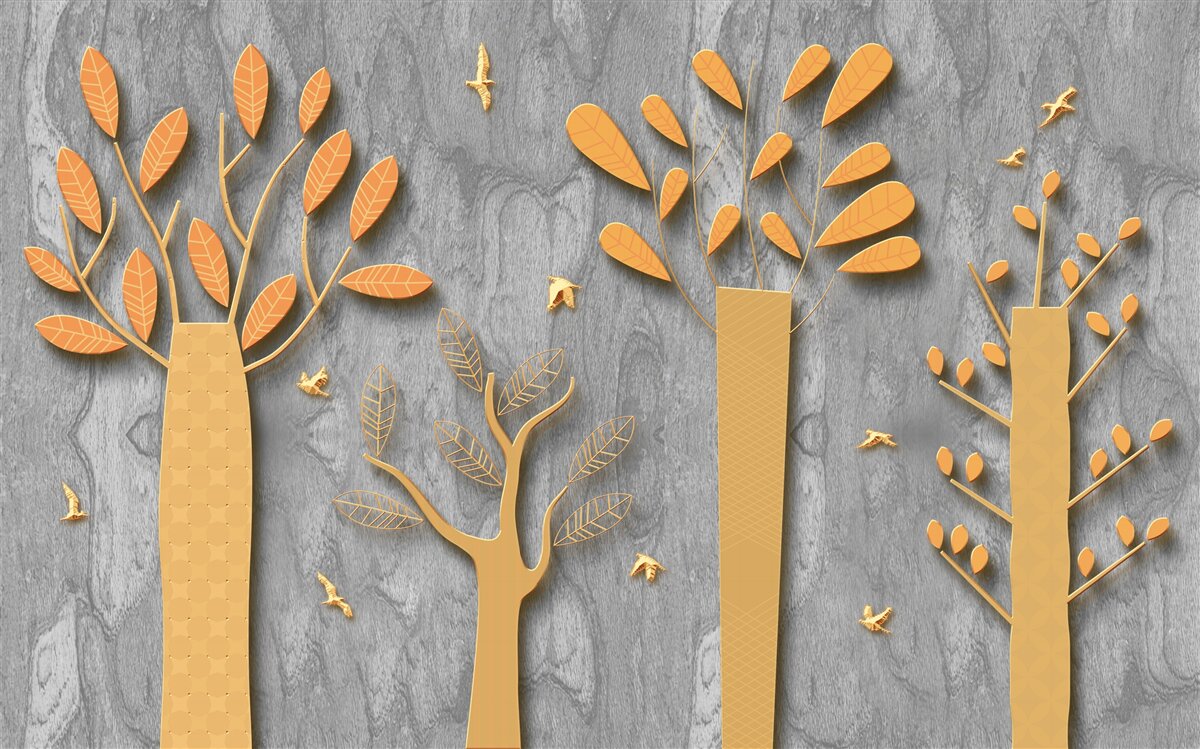 Papier peint abstraction dorée d'une forêt d'automne