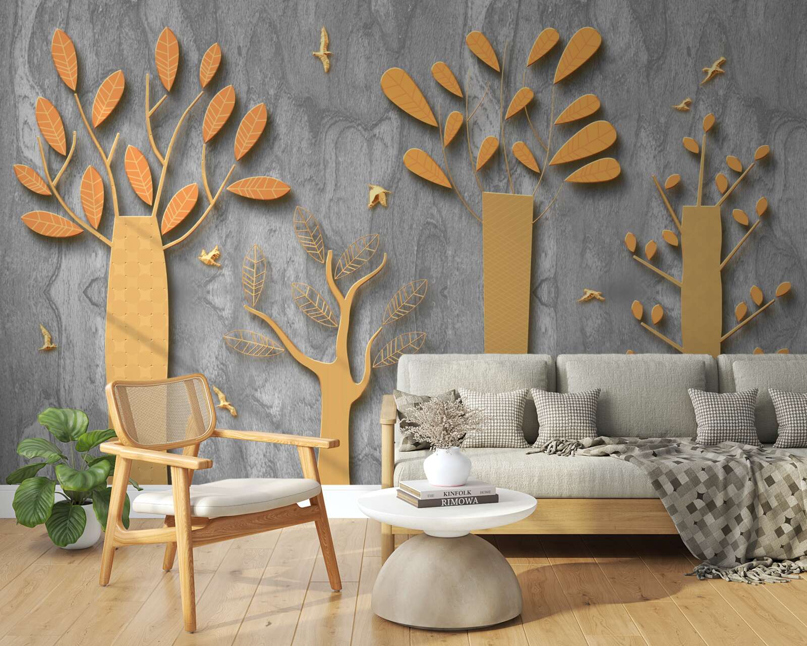 Papier peint abstraction dorée d'une forêt d'automne