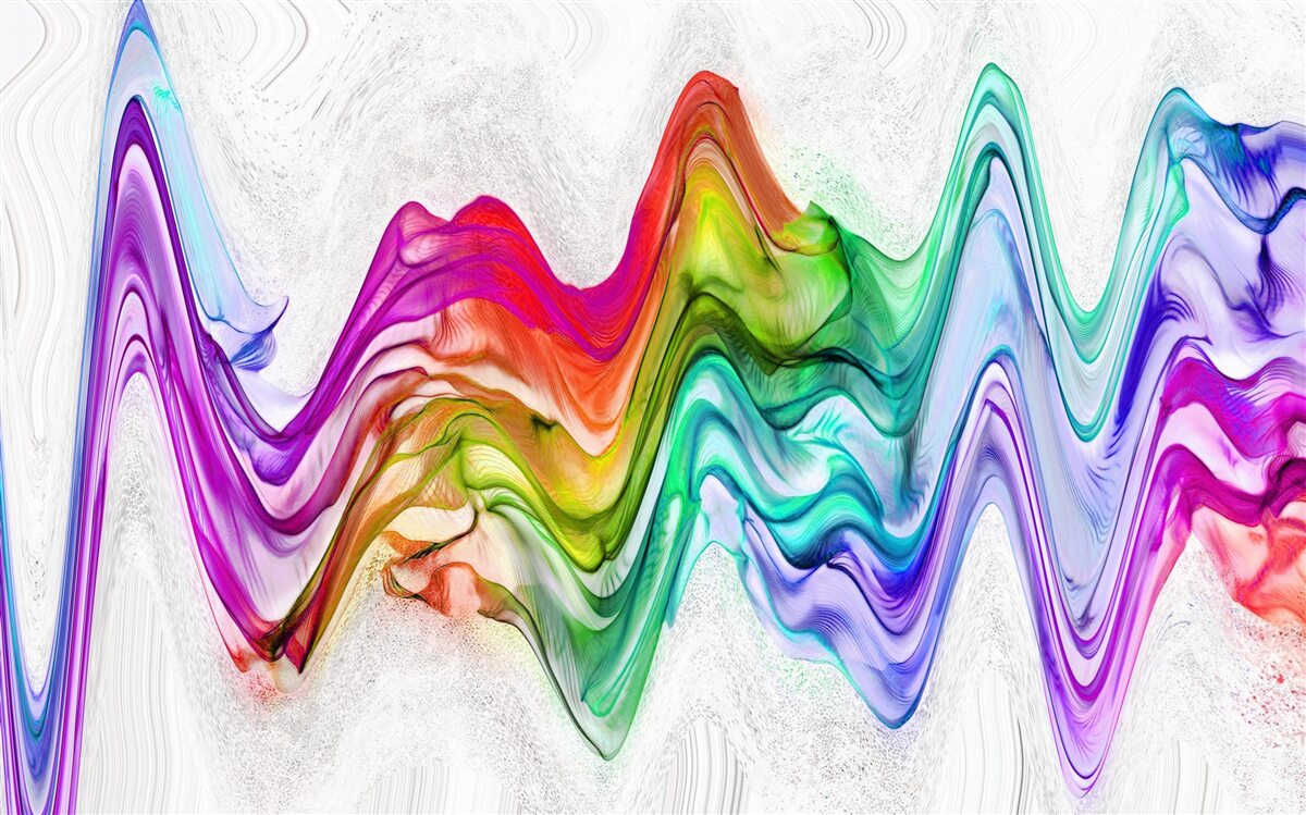 Papier peint onde sonore combinée à des lignes lumineuses