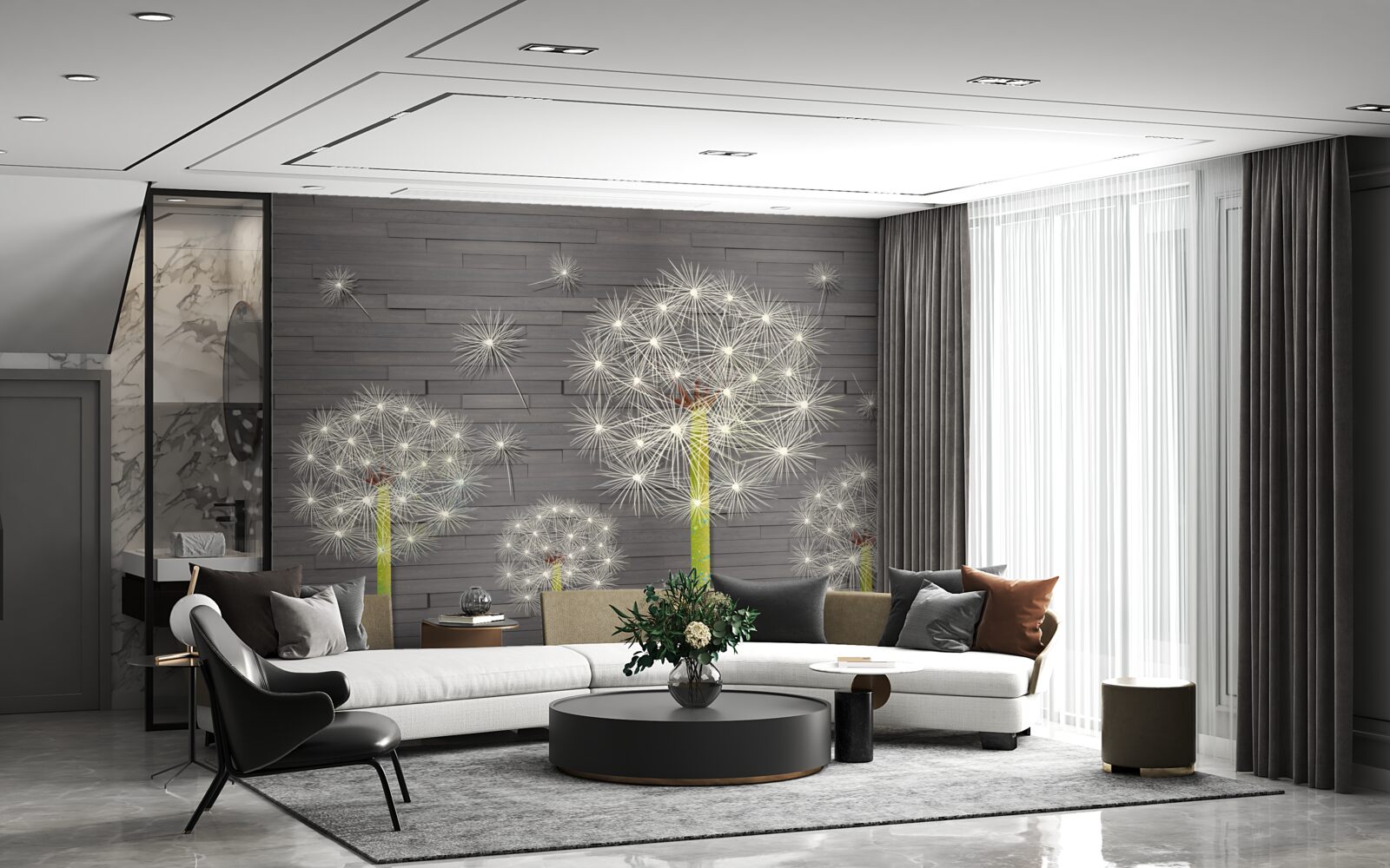 Papier peint pissenlits d'été