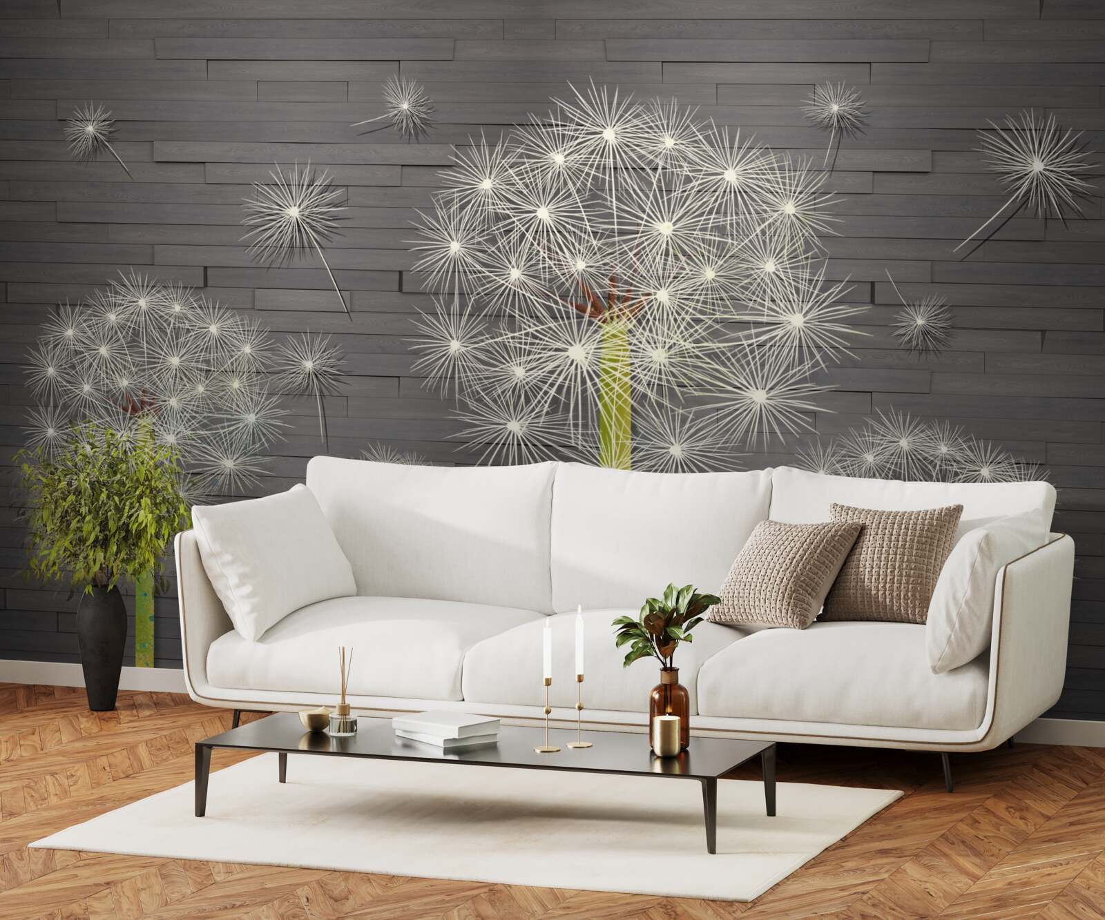 Papier peint pissenlits d'été