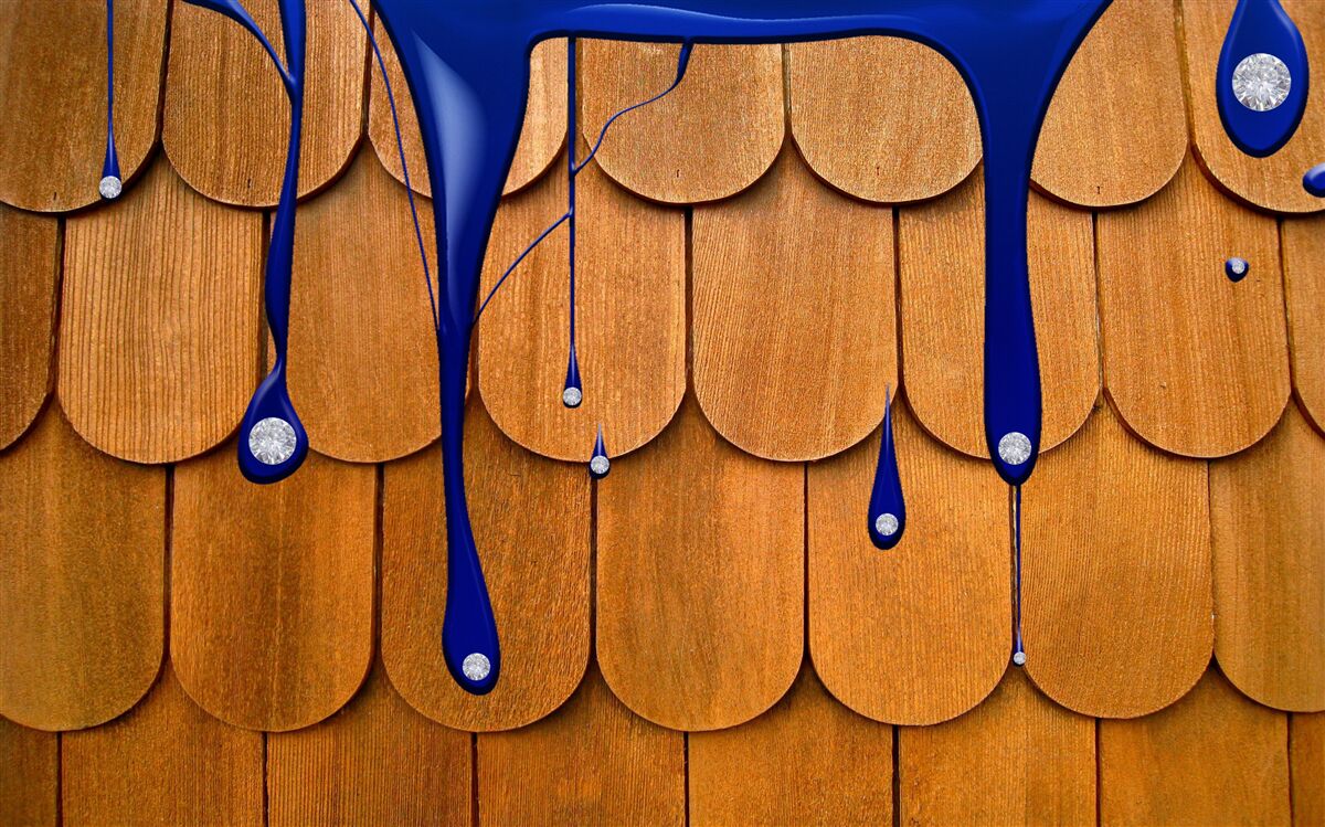 Papier peint le toit marron est bleu