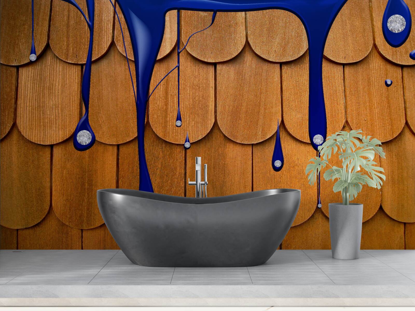 Papier peint le toit marron est bleu