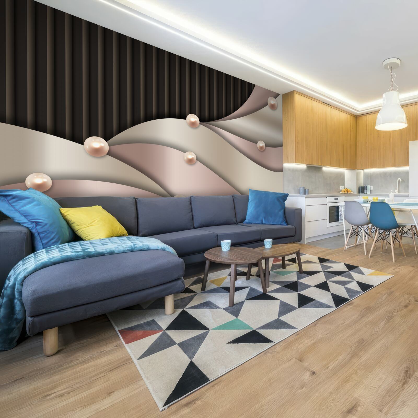 Papier peint perles d'or abstraites sur soie