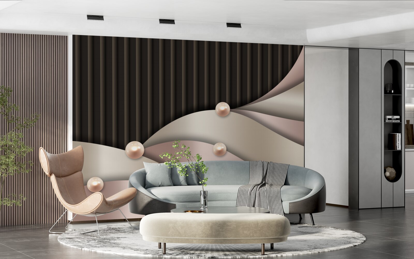 Papier peint perles d'or abstraites sur soie