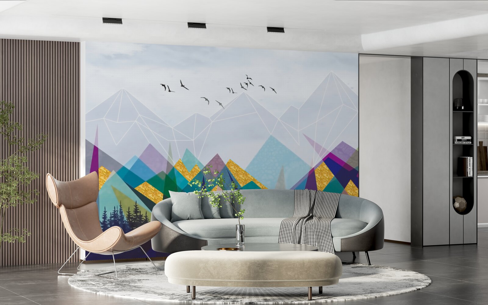 Papier peint forêt ambiguë dans les montagnes