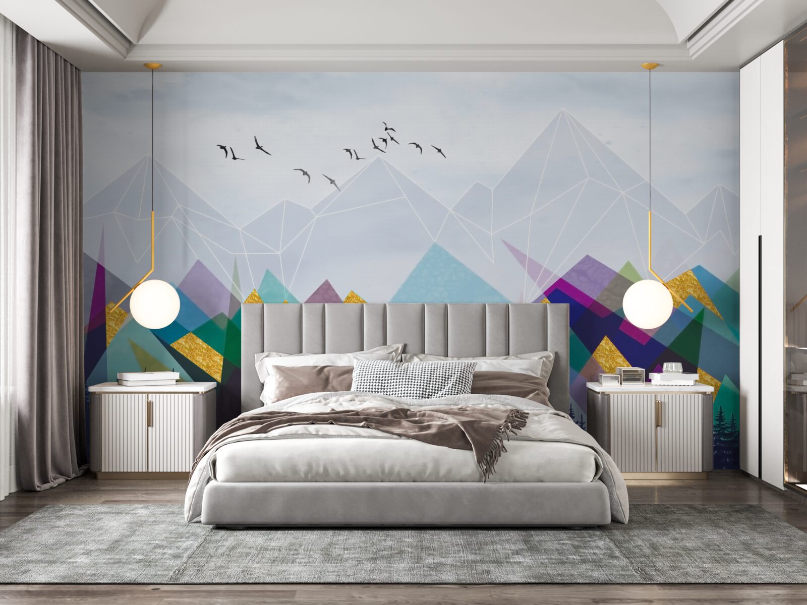 Papier peint forêt ambiguë dans les montagnes