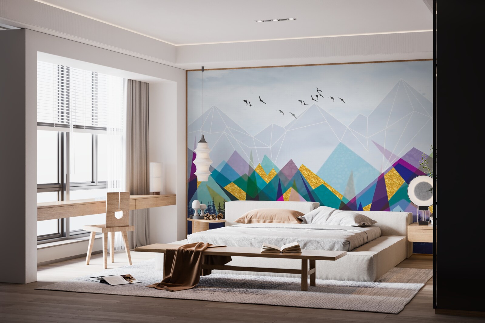 Papier peint forêt ambiguë dans les montagnes