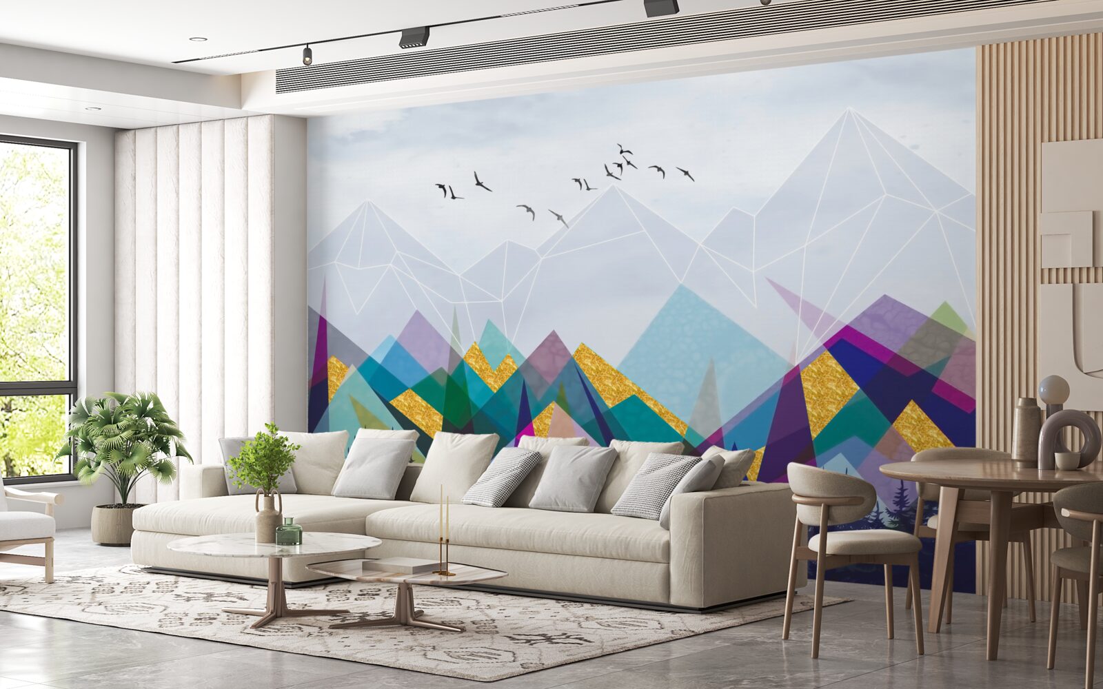 Papier peint forêt ambiguë dans les montagnes