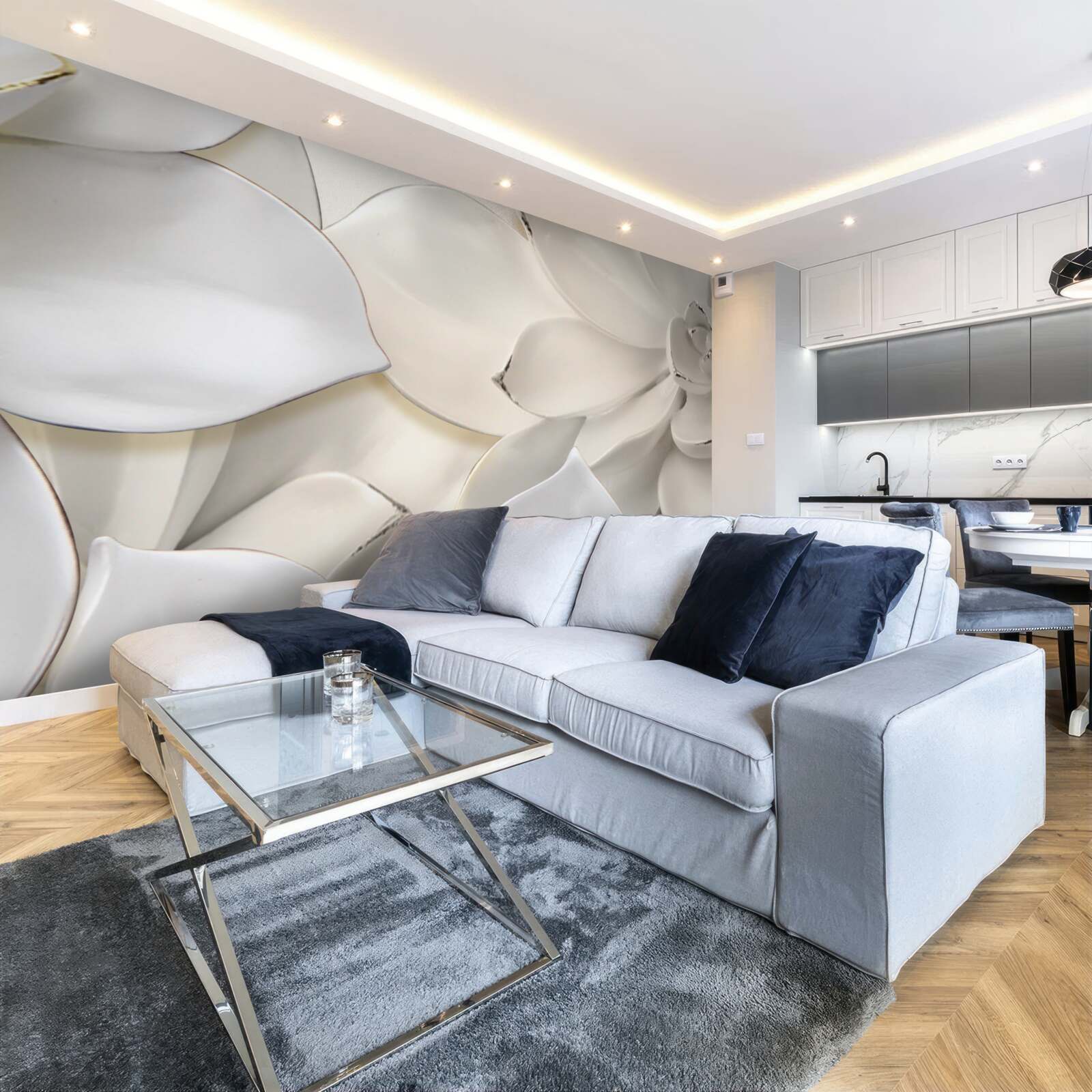 Papier peint des fleurs blanches comme de la porcelaine