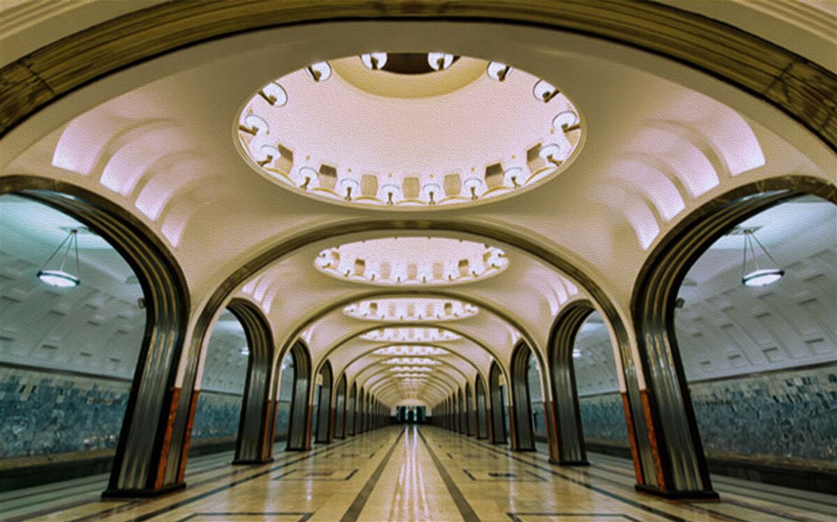 Papier peint représentation visuelle d'un tunnel de métro