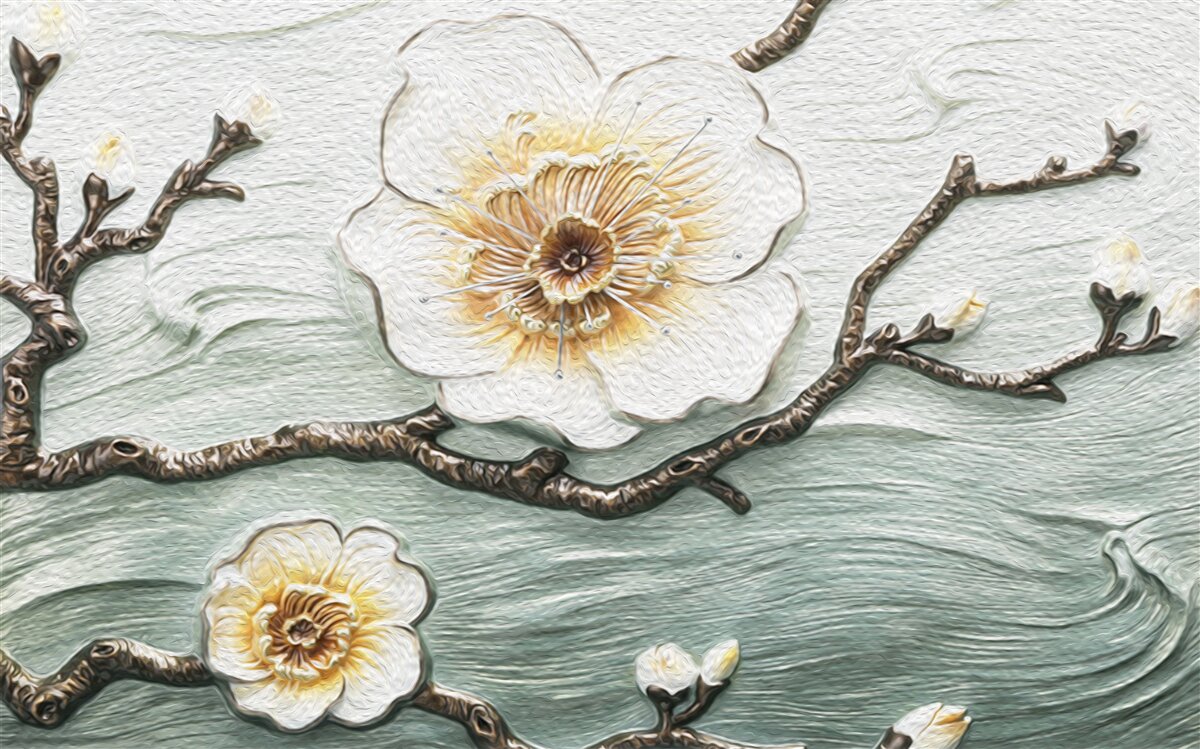 Papier peint le vent fait osciller les bourgeons du magnolia blanc