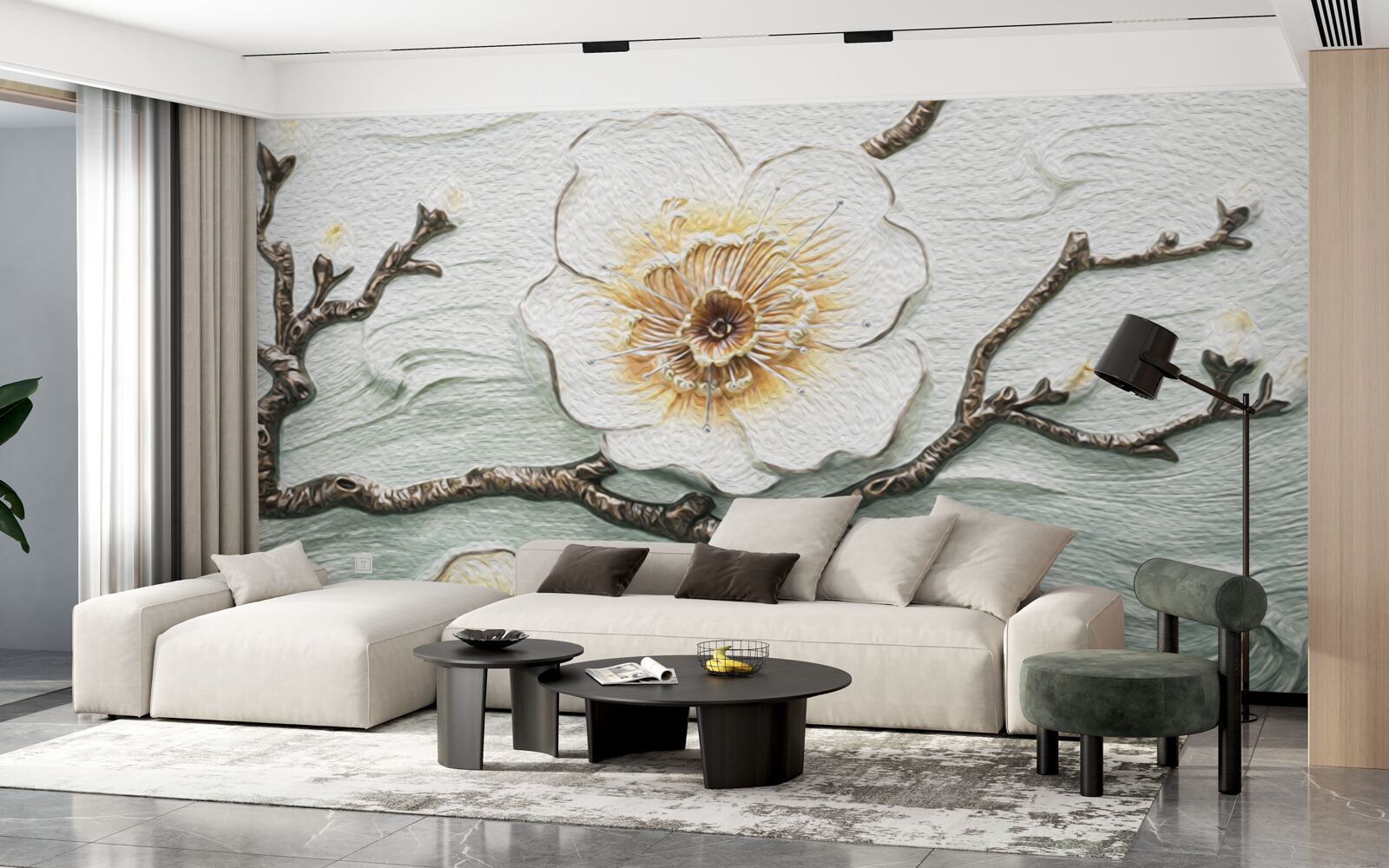 Papier peint le vent fait osciller les bourgeons du magnolia blanc