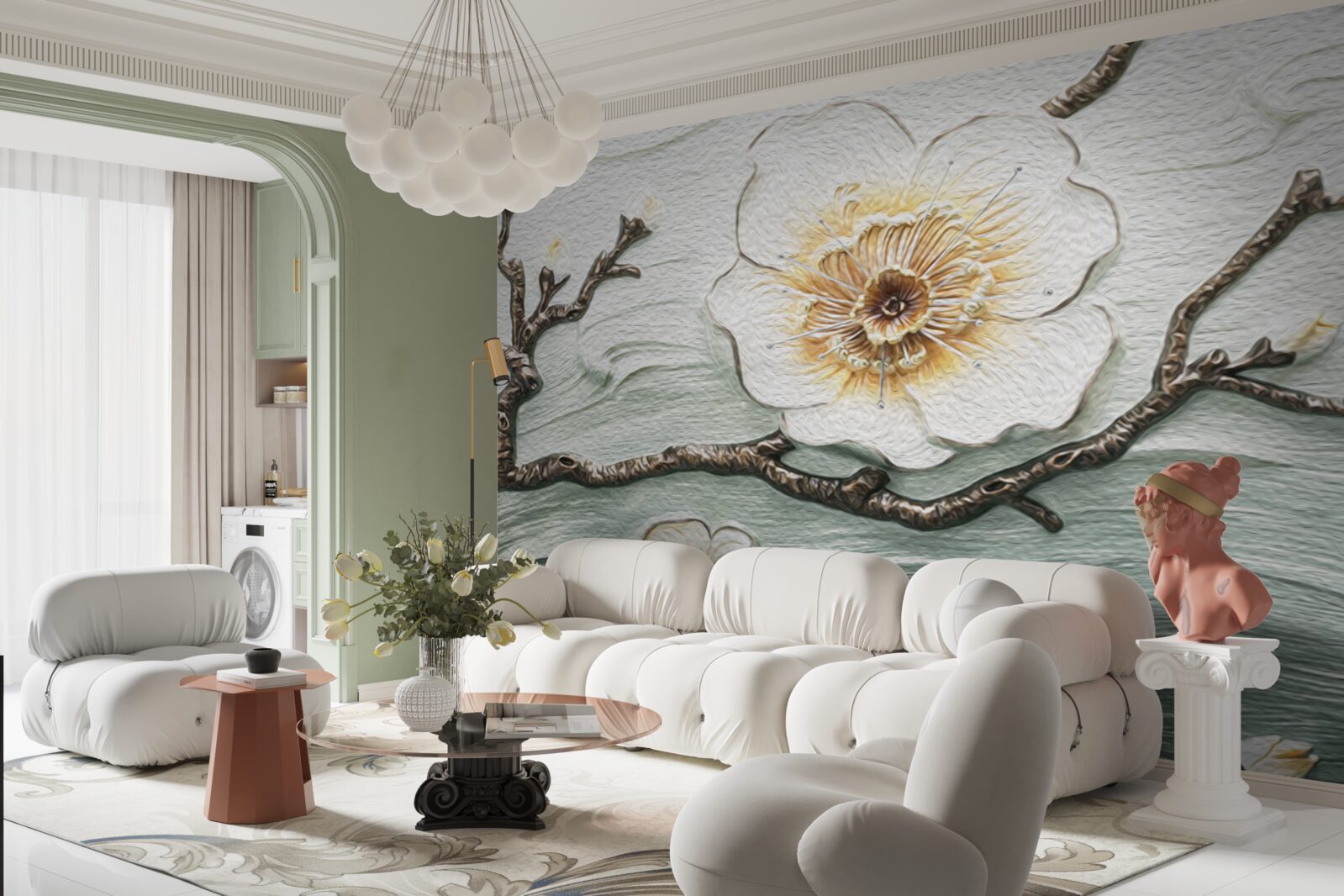 Papier peint le vent fait osciller les bourgeons du magnolia blanc