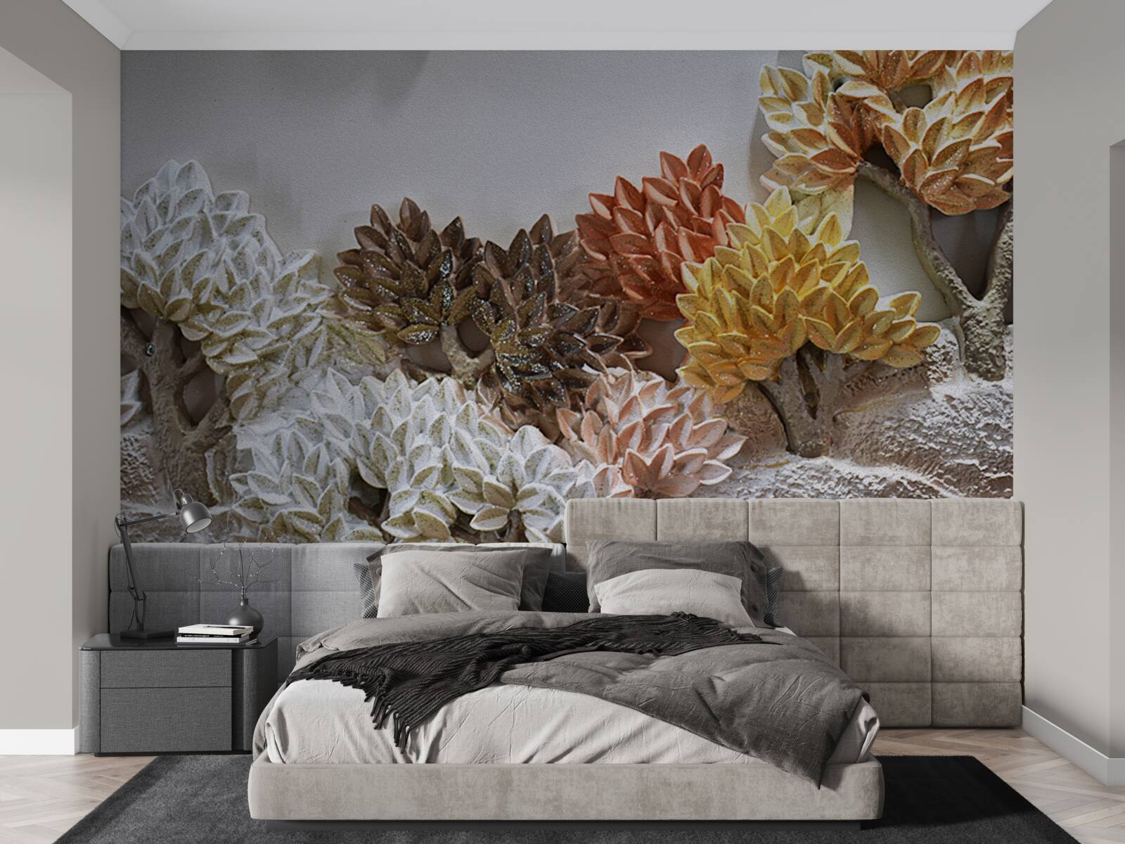 Papier peint les teintes du lit rappellent l'automne dans une forêt froide